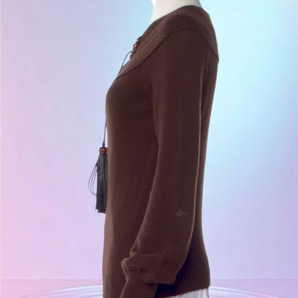 Gucci Dark Brown Sweater with Tassel Accents - Picture 3 of 4